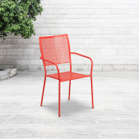 Flash Furniture CO-2-RED-GG Coral Steel Patio Chair in Coral